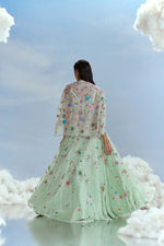 FS/96 Mehtab Bagh Lunar Blossom Cape with Crop Top and Lehenga