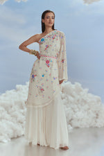 R/37 - Lunar Blossom One Shoulder Kurta Sharara Set