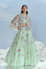 FS/96 Mehtab Bagh Lunar Blossom Cape with Crop Top and Lehenga