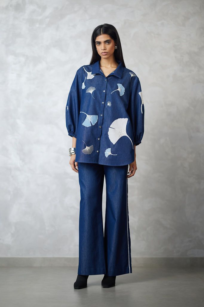 NB UR/46 Ginkgo Bishop Sleeves Denim Co-ord Set
